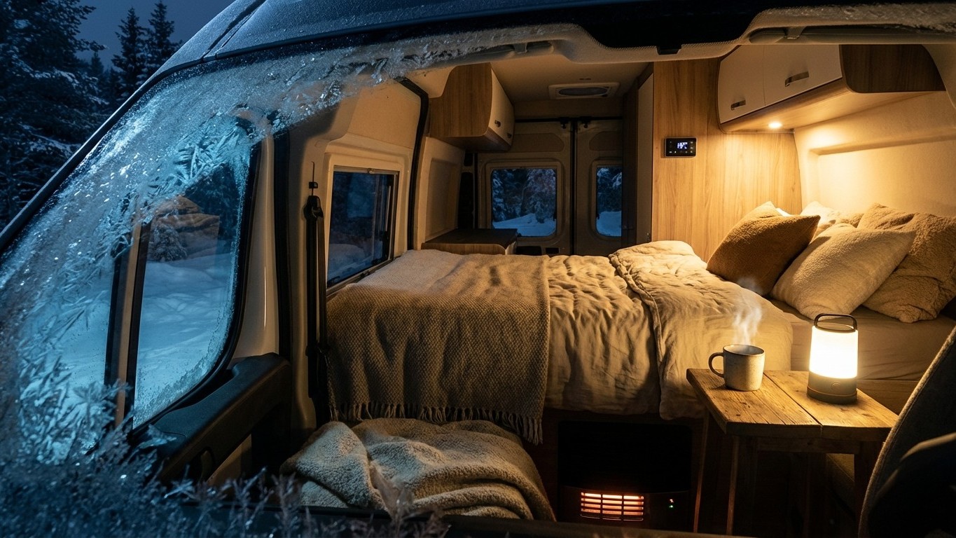 Chauffage van road trip hiver : diesel, gaz ou électrique ?