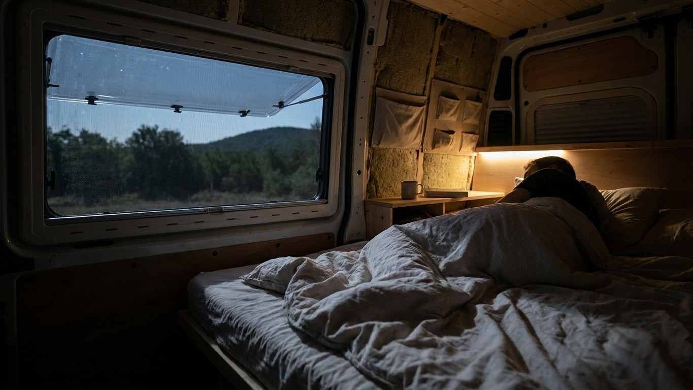 « 38°C dehors, zéro clim dans le van » : on a quand même dormi toutes les fenêtres fermées grâce à ce que personne ne tent...