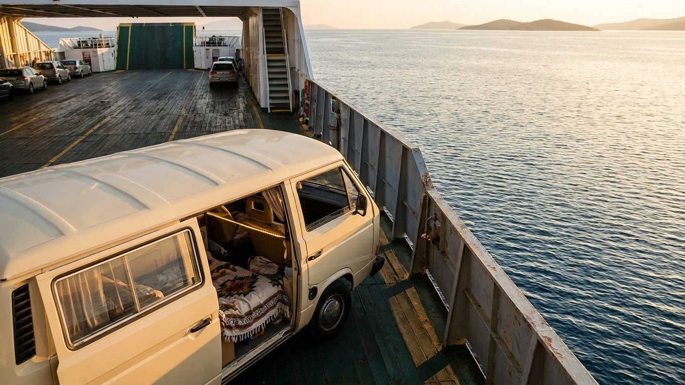 On réserve tous une cabine sur le ferry vers la Grèce, sauf les voyageurs en van qui connaissent cette astuce