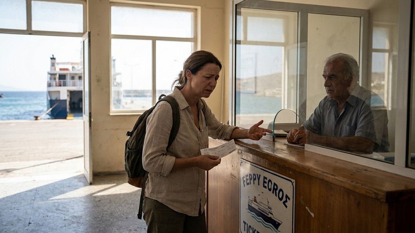 J'ai acheté les billets de ferry pour les Cyclades au nom de ma sœur qui a annulé la veille : au guichet du port, on m'a a...