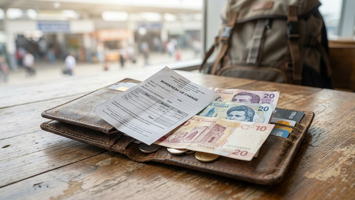 J'ai gardé mes derniers dinars tunisiens dans mon portefeuille pour les rechanger tranquillement en France : au comptoir d...