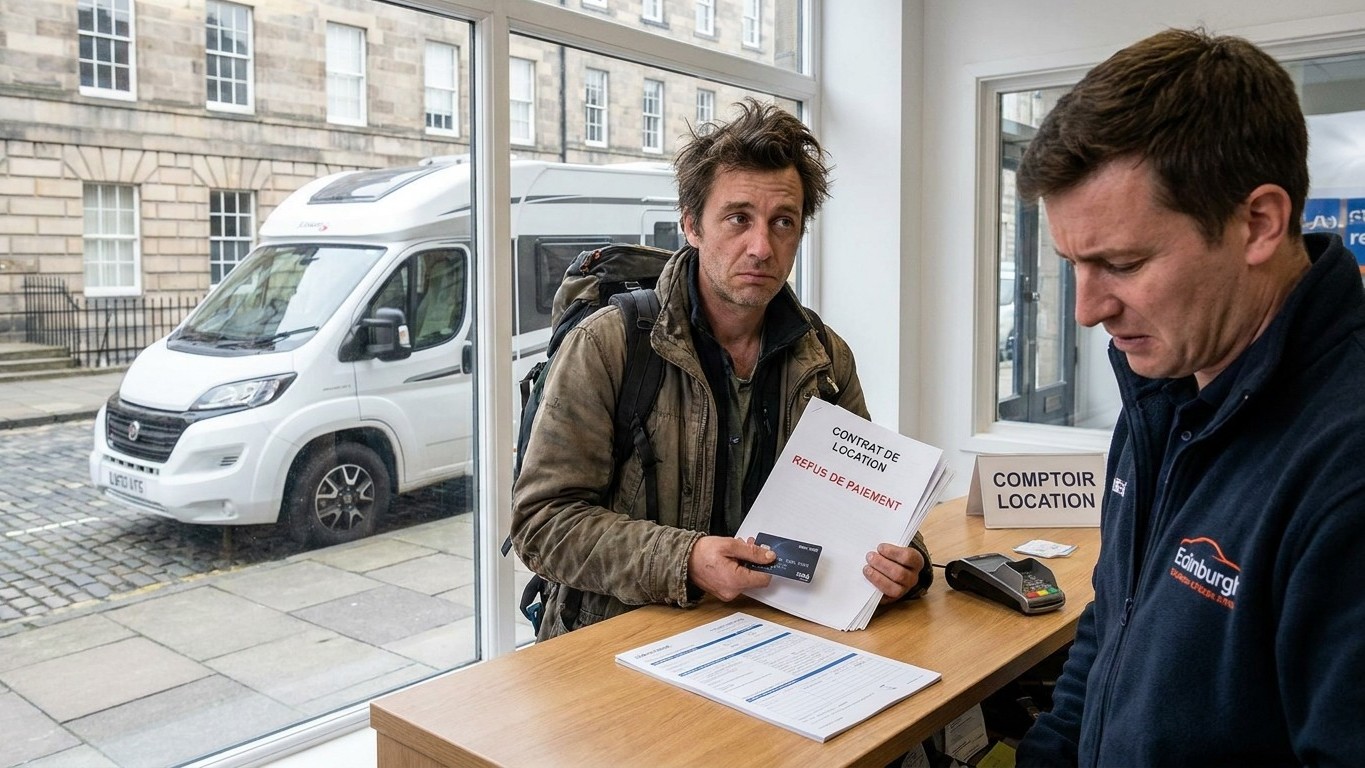 J'ai réservé mon fourgon aménagé à Édimbourg six mois à l'avance juste pour rouler vers les Highlands : au comptoir, il me...