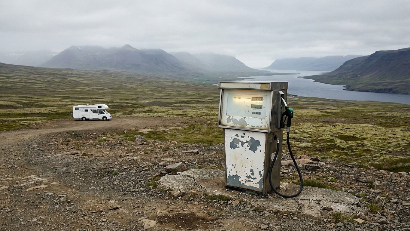 J'ai roulé jusqu'au nord de l'Islande avec le fourgon juste pour éviter la foule de Reykjavík : à la pompe, l'écran m'a ré...