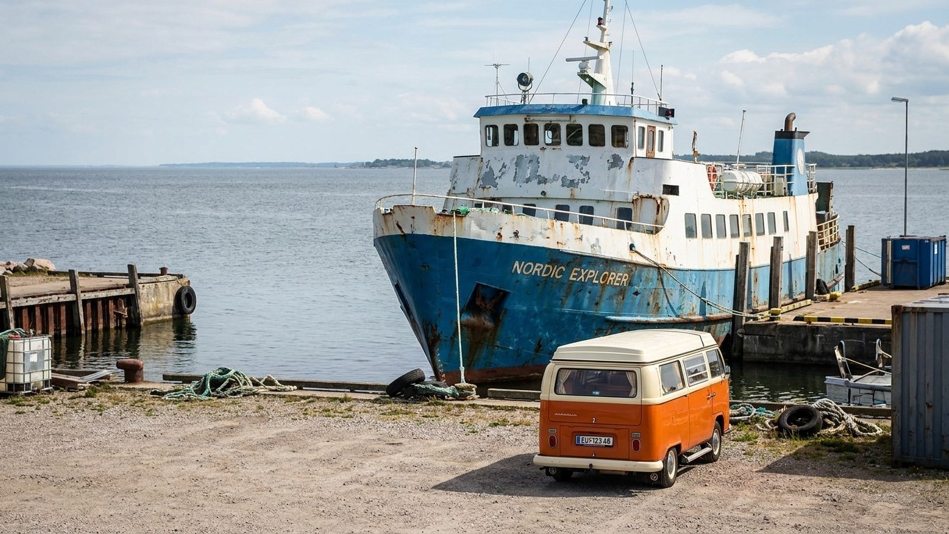 « On pensait embarquer le jour même » : pourquoi ces vacanciers restent coincés sur le quai de Virtsu avec leur van tout u...